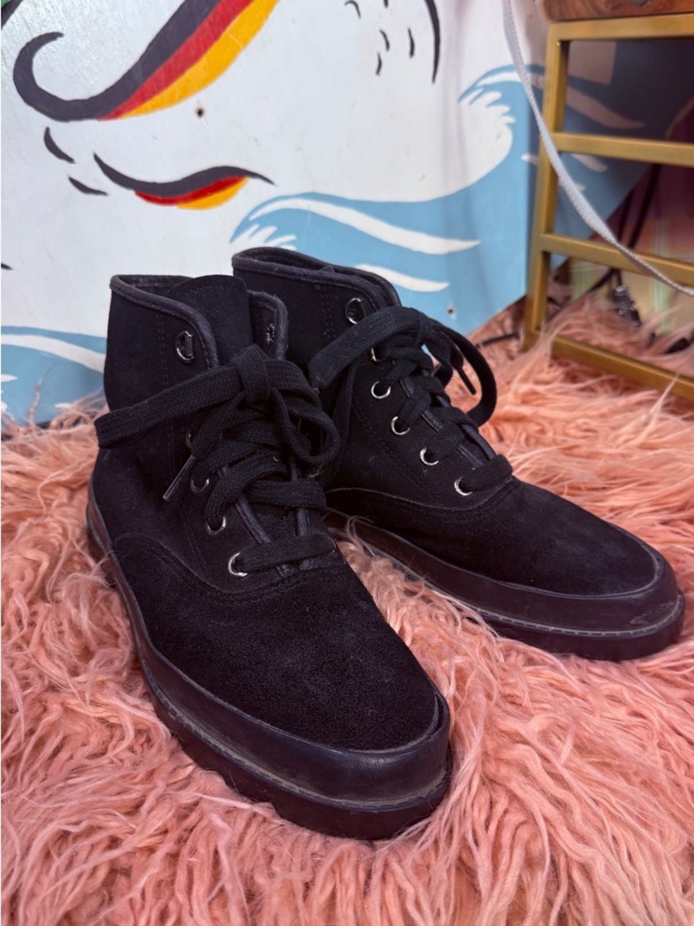 Black Suede High-Top Sneakers / Ankle Boots
